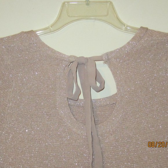 Lauren Conrad size small sweater, peach blush color metallic, bow tie back - Picture 4 of 4